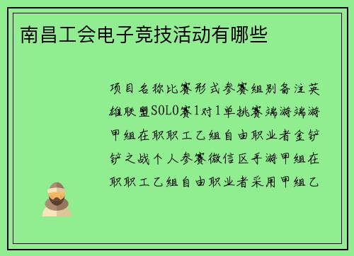 南昌工会电子竞技活动有哪些